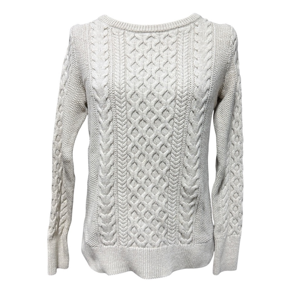Gap Cable Knit Sweater Size M Oatmeal Fisherman Cotton Classic Holiday Neutral